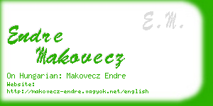 endre makovecz business card